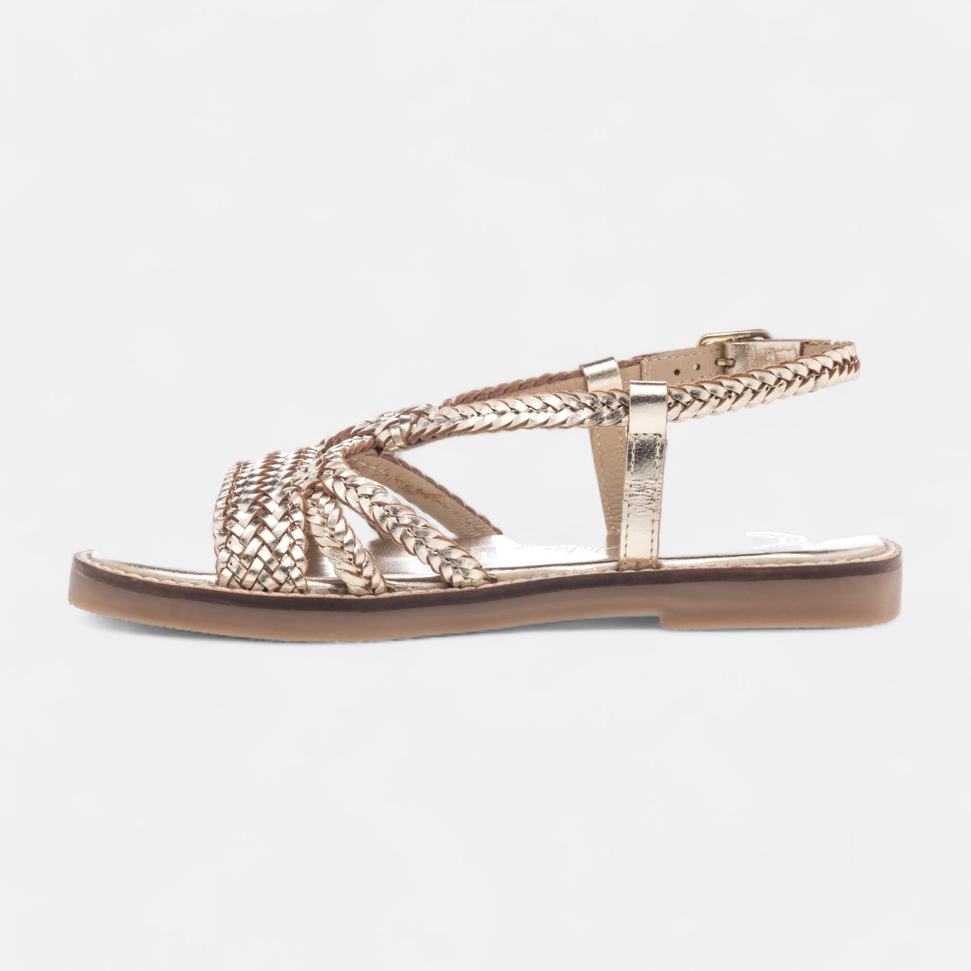 Nu-pieds Fille en cuir or