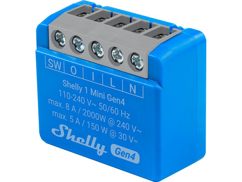 Shelly WLAN-Schaltaktor 1 Mini Gen4 WiFi-Switch Blau, 8 A Wi-Fi-gesteuerter, intelligenter Schalter