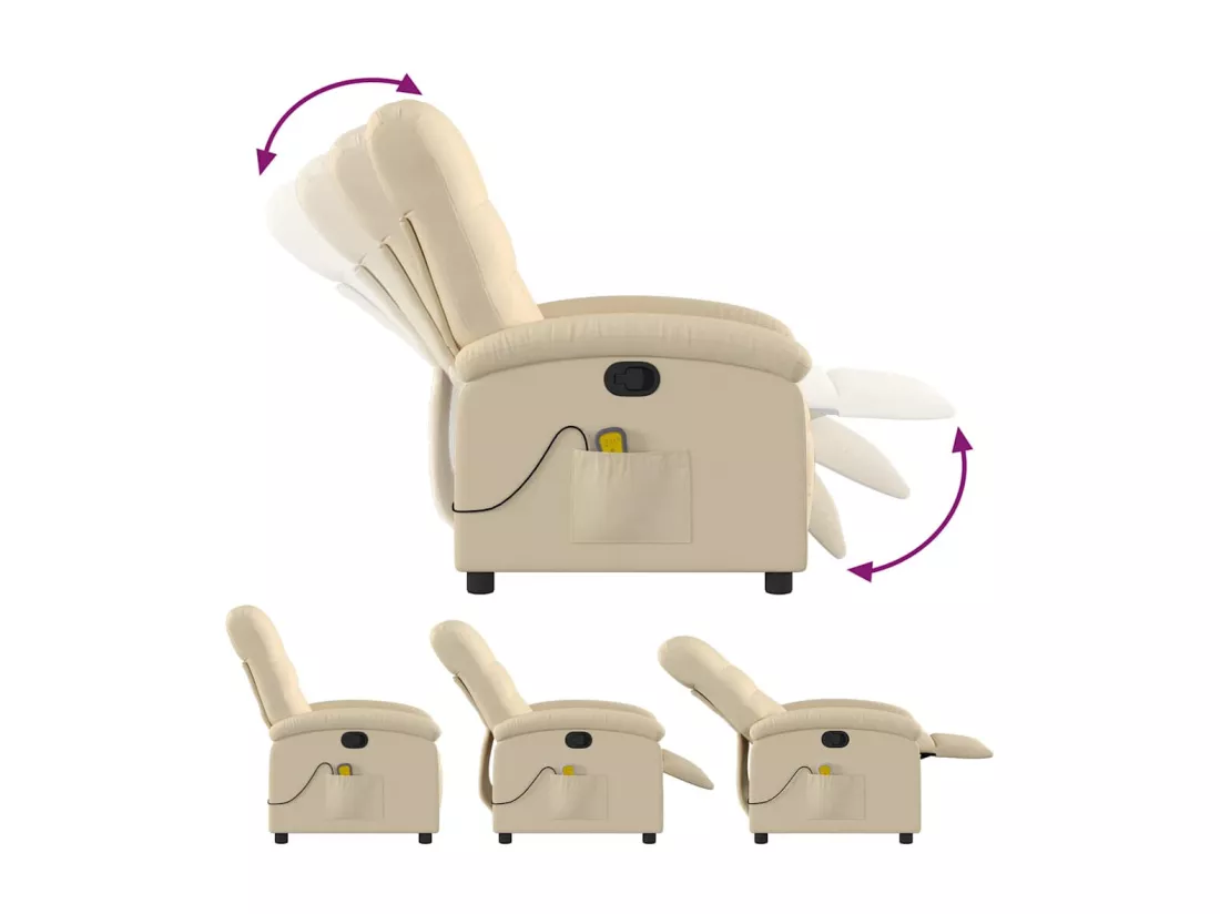 Fauteuil massant inclinable Crème Tissu