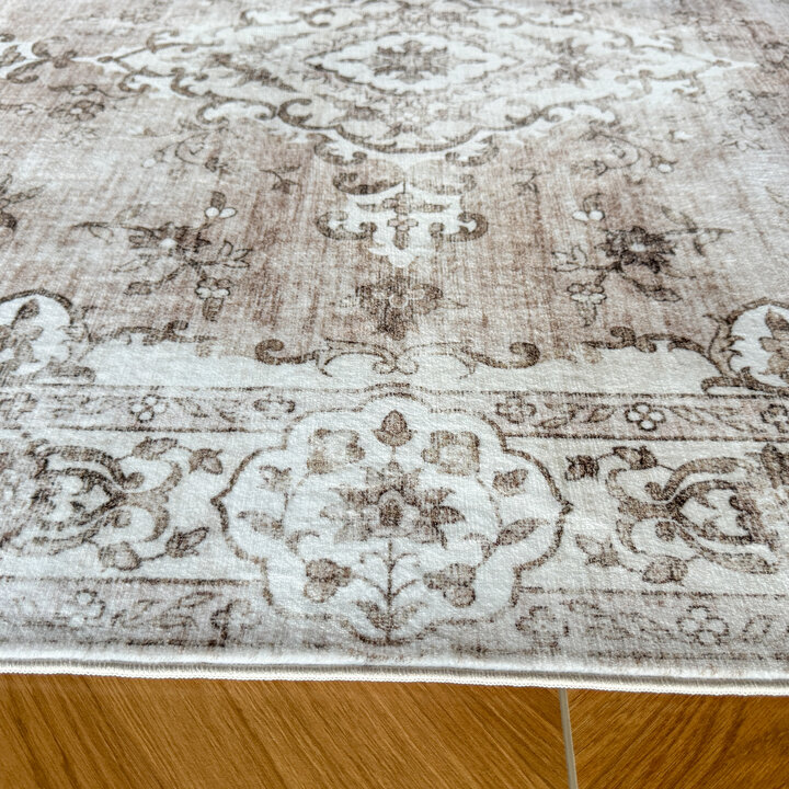 Vintage vloerkleed - Ember Medaillon Taupe | OEKO-TEX & Wasbaar
