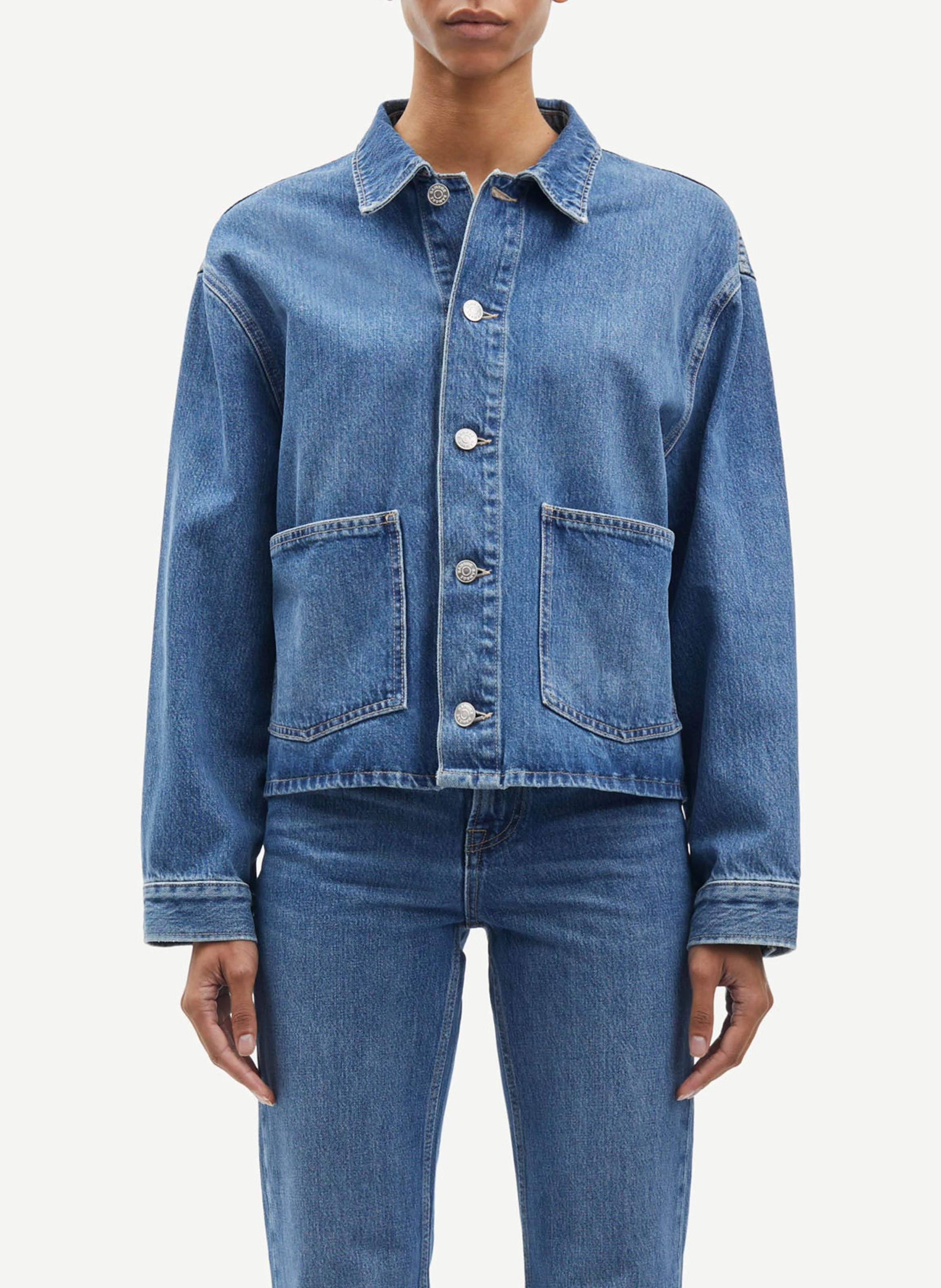 SANADINA - Veste col classique en denim | Bleu