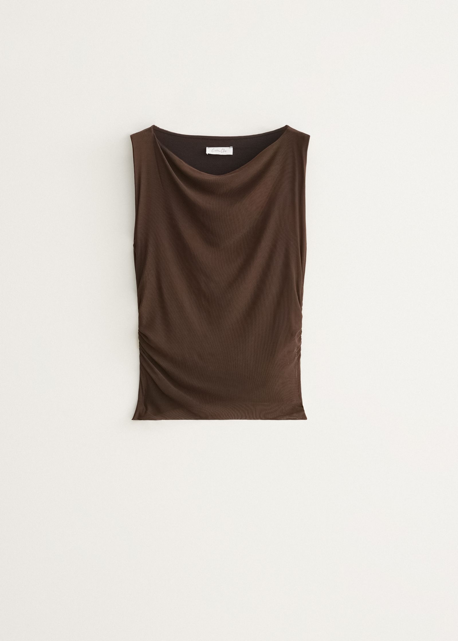 Mesh top met watervalhals