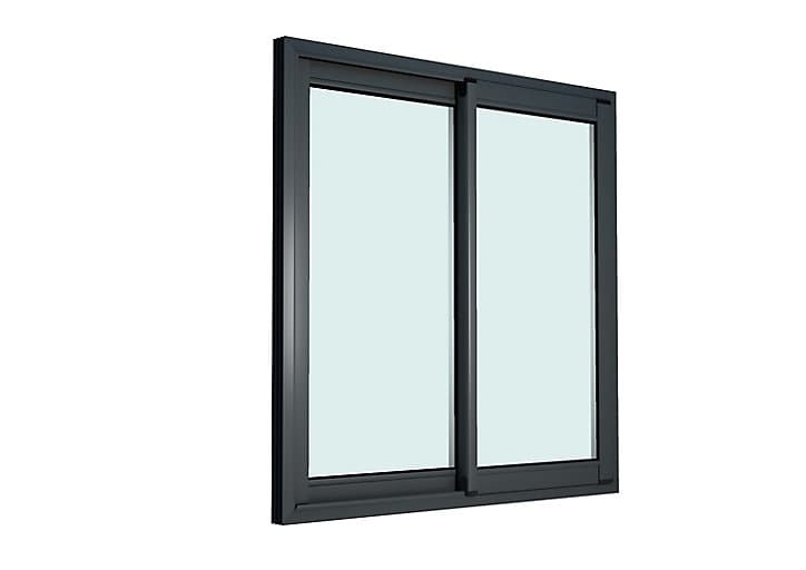 Fenêtre alu 2 vantaux coulissant GoodHome gris - l.140 x h.135 cm