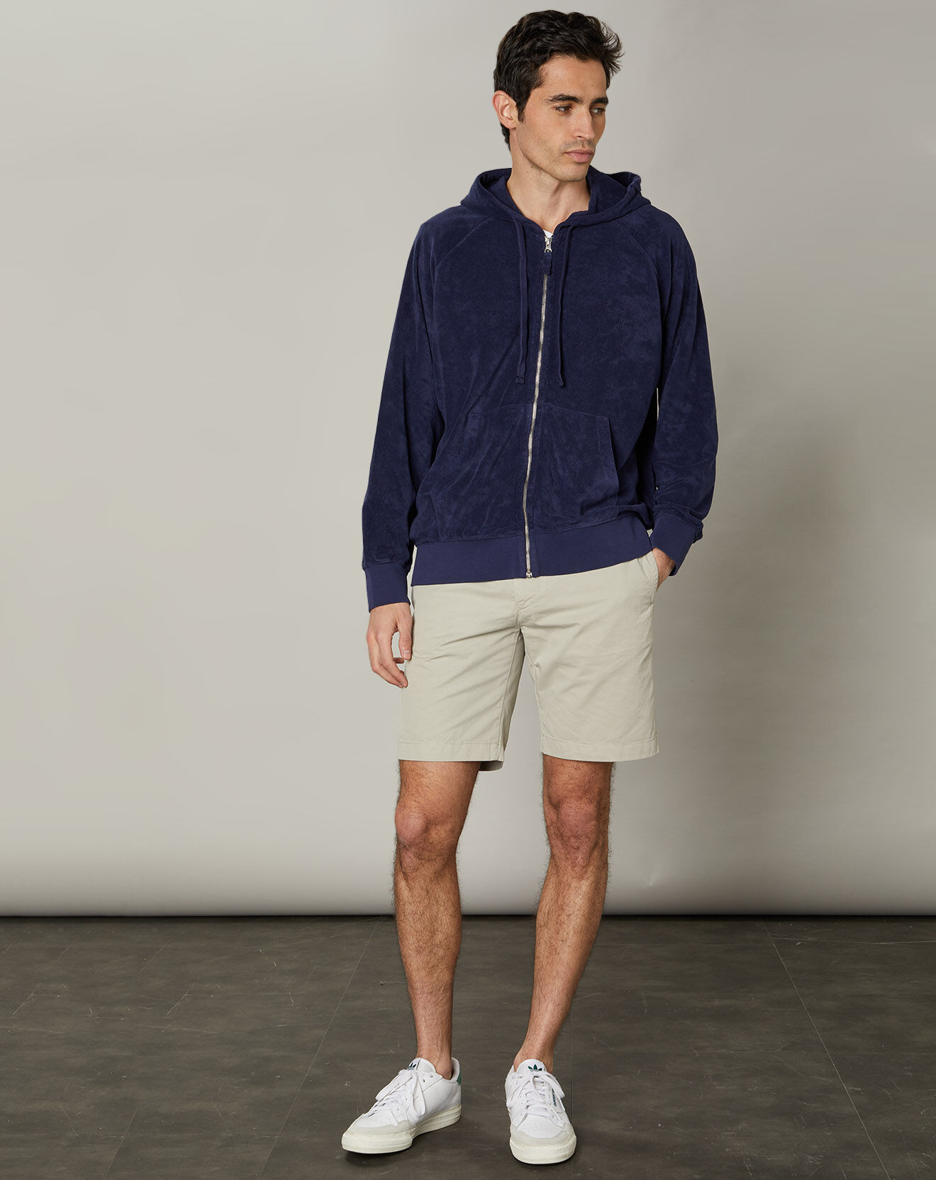 Hartford Sweat à capuche zippé en éponge bleu