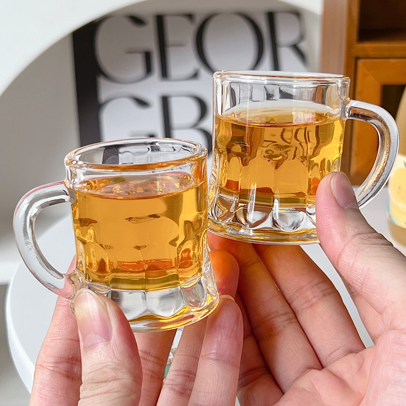 (24er Set) 5cl Mini Bier Krug Schnaps Gläser Party Shot Glas - Transparent