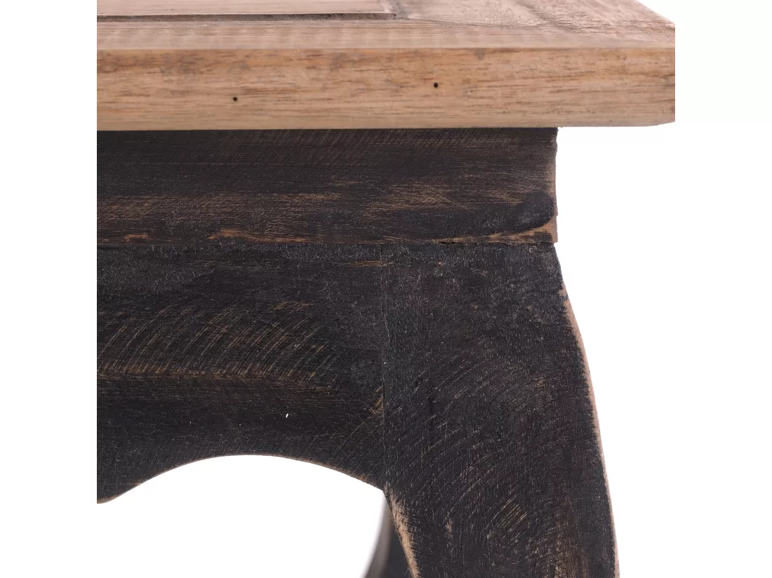 ENSEMBLE DE TABLE À OPIUM EST 3-pièces Bois de recyclage massif, différentes tailles nature noire
