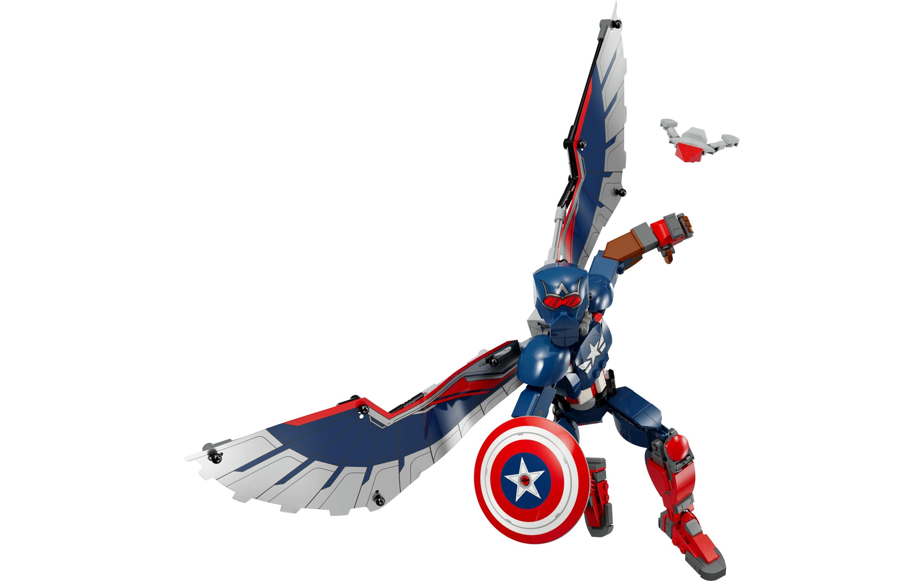 New Captain America Baufigur 76296Bewegliche Captain America Baufigur mit Flügeln
