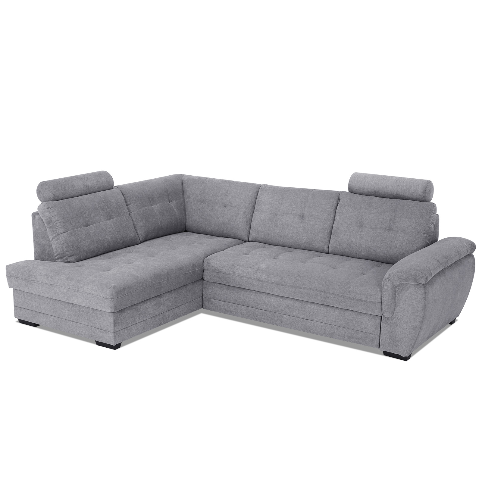 Ecksofa - grey - Velours - Liegefunktion - Staukasten links