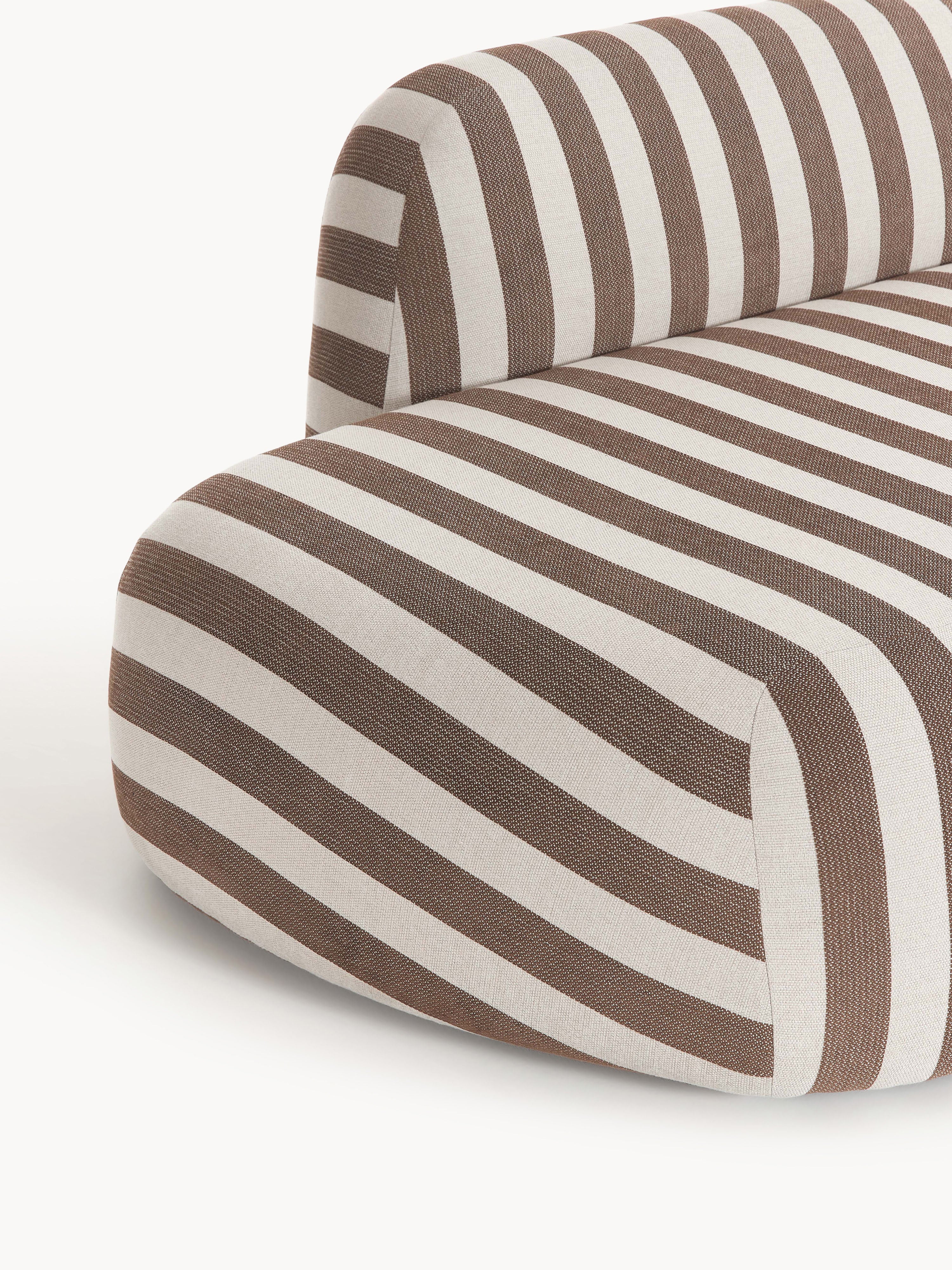 Gestreepte XL modulaire hoekbank Wolke met chaise longue