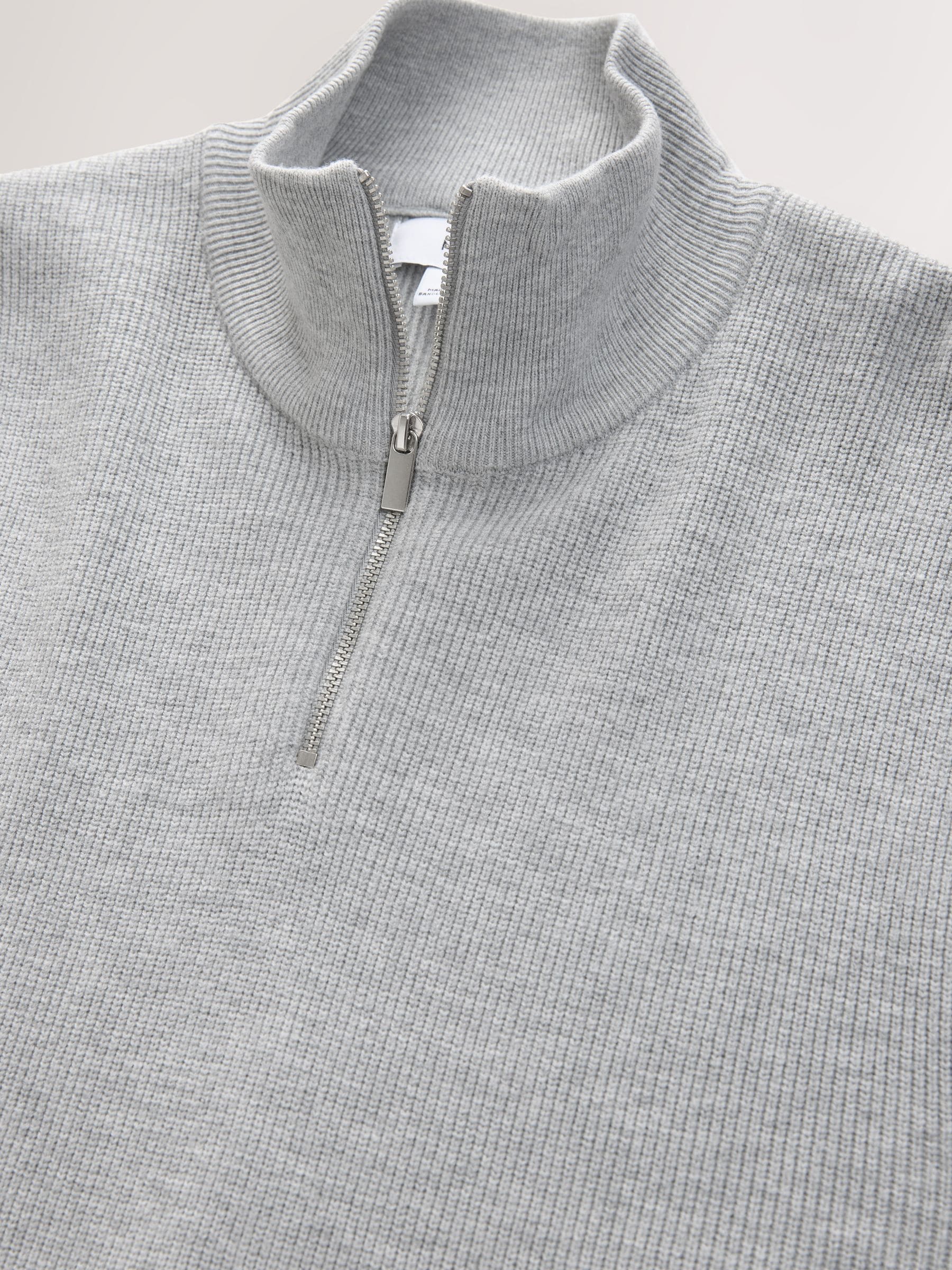 Grijs - Essential geribbelde trui met korte rits en Regular fit