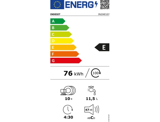 INDESIT - Lave vaisselle tout integrable 45 cm IN2IKE107