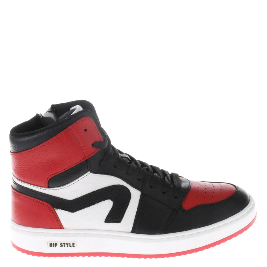 Hip leren sneakers rood/zwart/wit