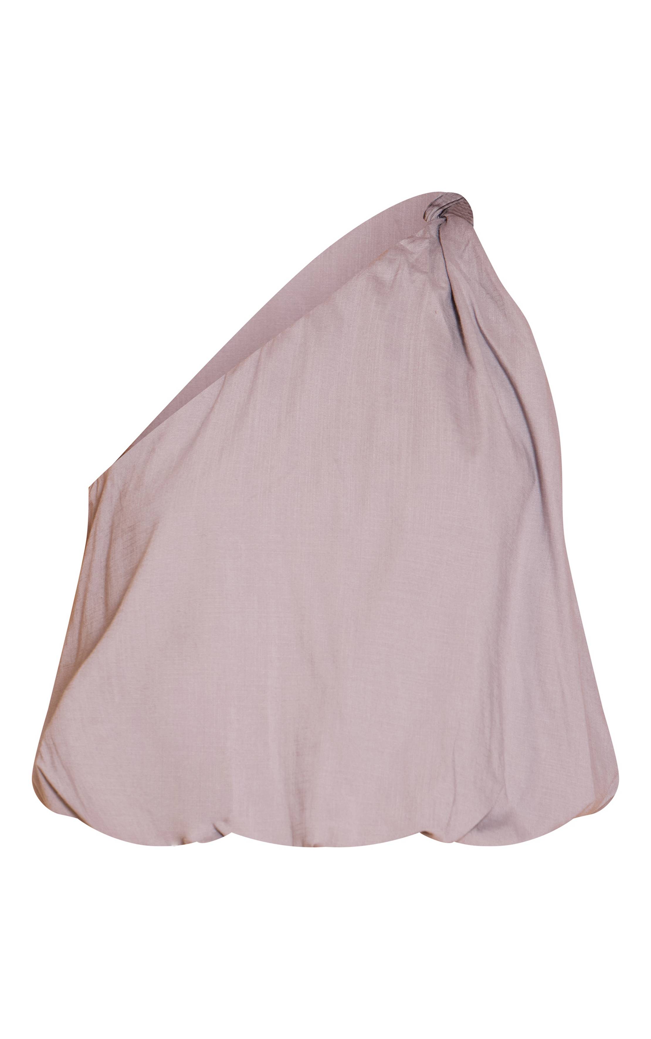 Gris Haut Asymétrique Bouffant En Tissu Extensible Avec Détail Nœud