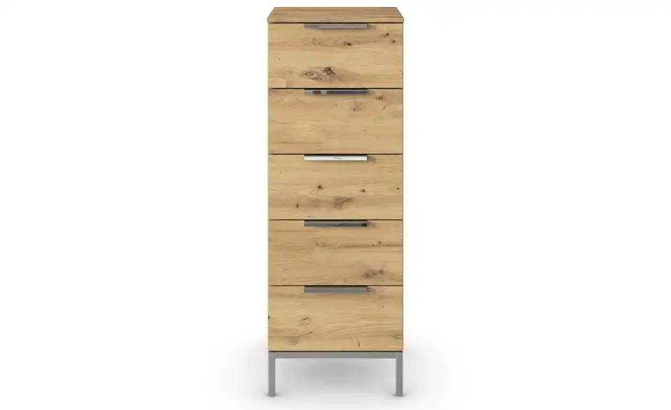Kommode Eiche Artisan (Nachbildung) Front: Dekor, Oberboden: Dekor 40 cm verchromt