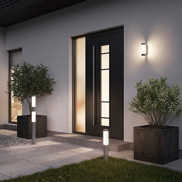 Borne Callisto taille S LED intégrée 1200lm 16W IP44 GoodHome gris anthracite
