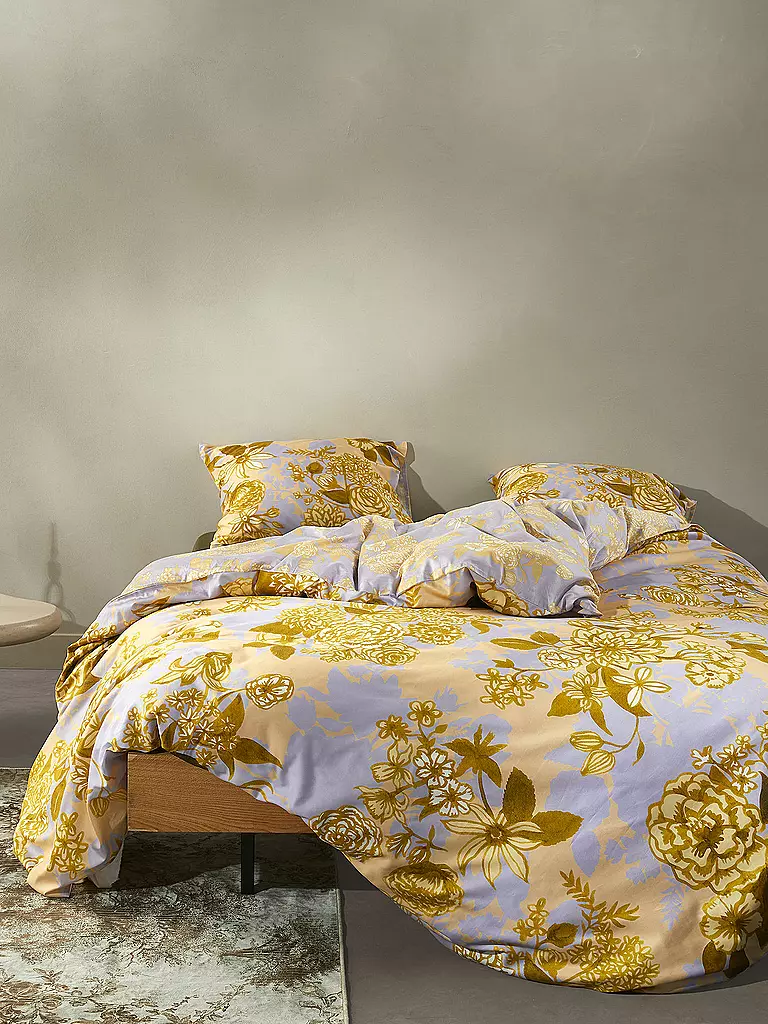 ESSENZA Satin Bettwäsche FLORE 70x90cm/140x200cm Yellow Straw gelb