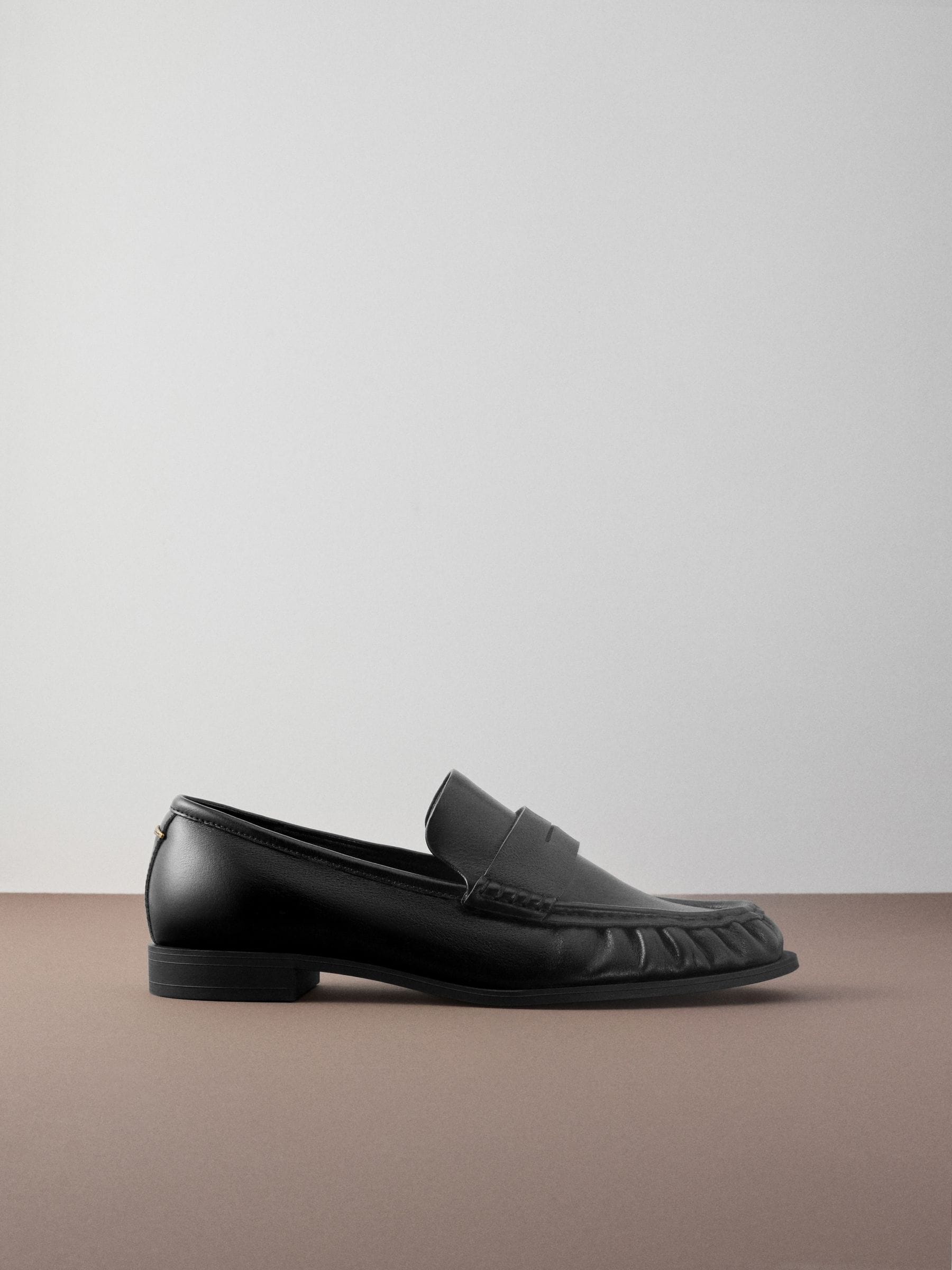 Zwart - Forever Comfort® Premium Leren Loafers met Motionflex en ruches
