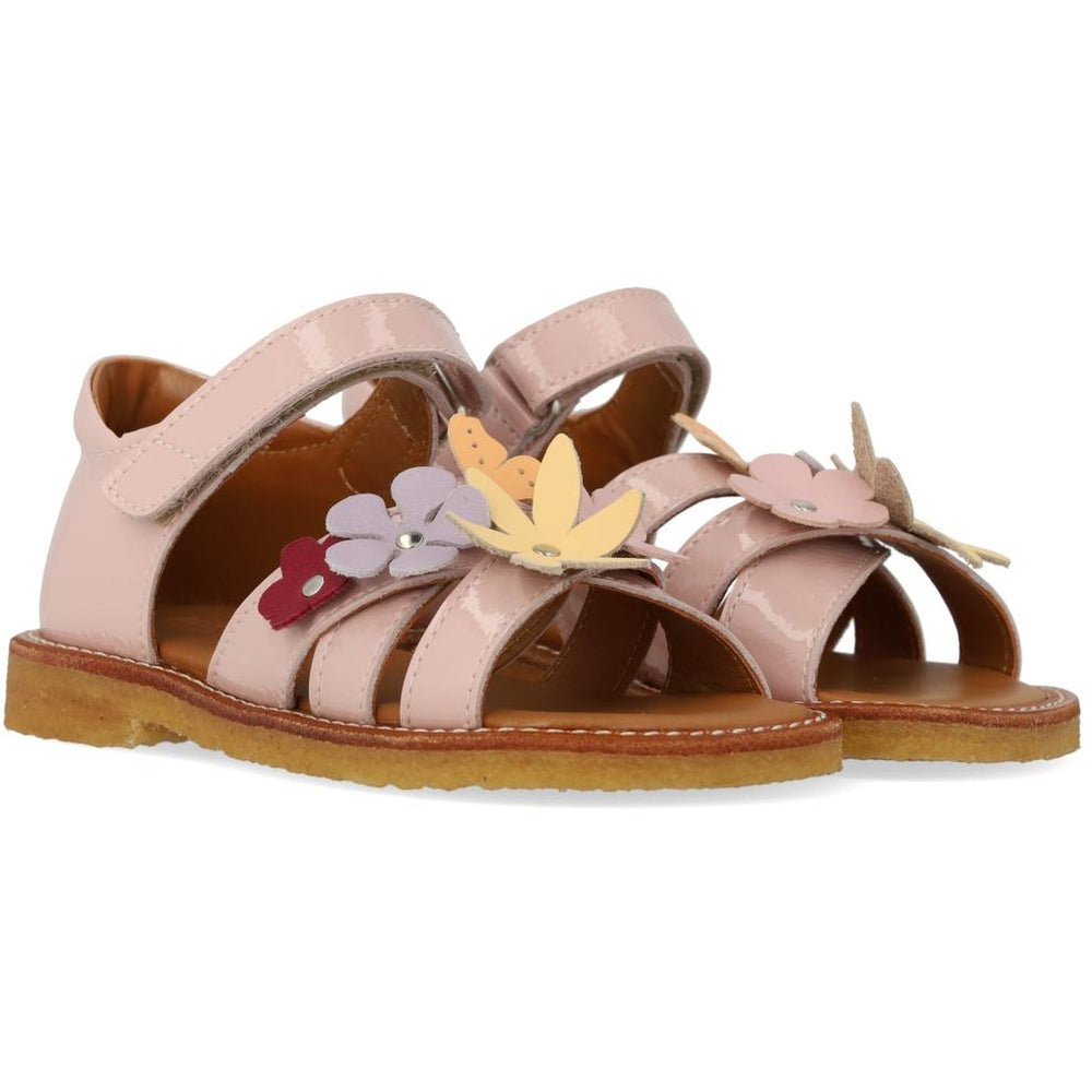 Køb Angulus Rosebud Sandal Med Multifarvede Blomsterapplikationer
