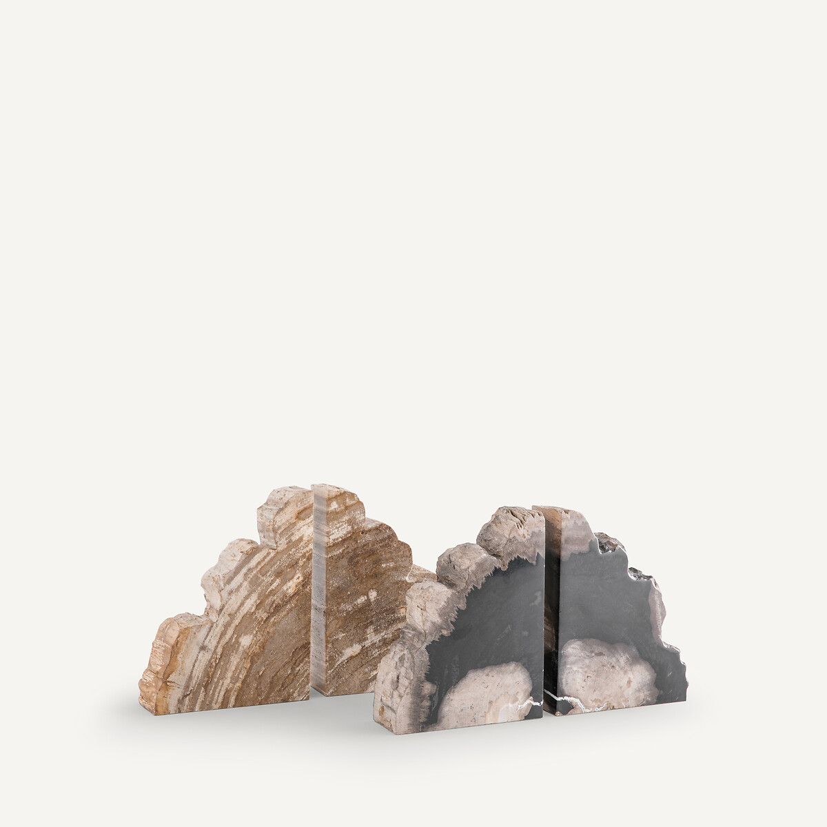AM.PM<br>Conjunto de 2 suportes para livros em madeira petrificada, Kayu