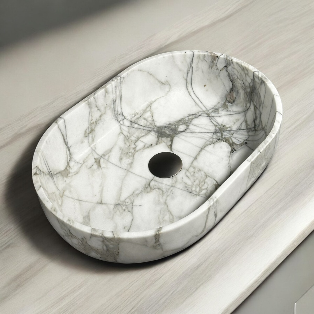 B-Stone CST Cararra marmer waskom ovaal 50cm