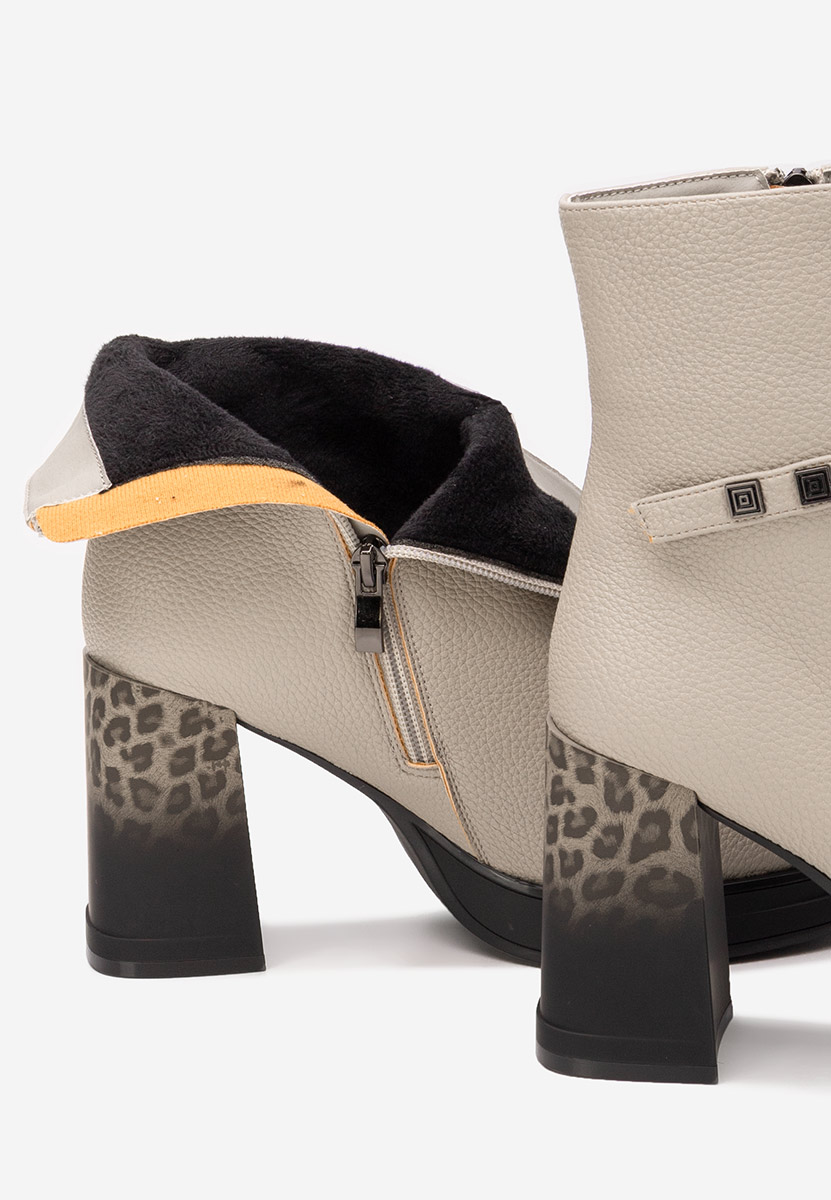 Bottines à gros talon grise Rannia