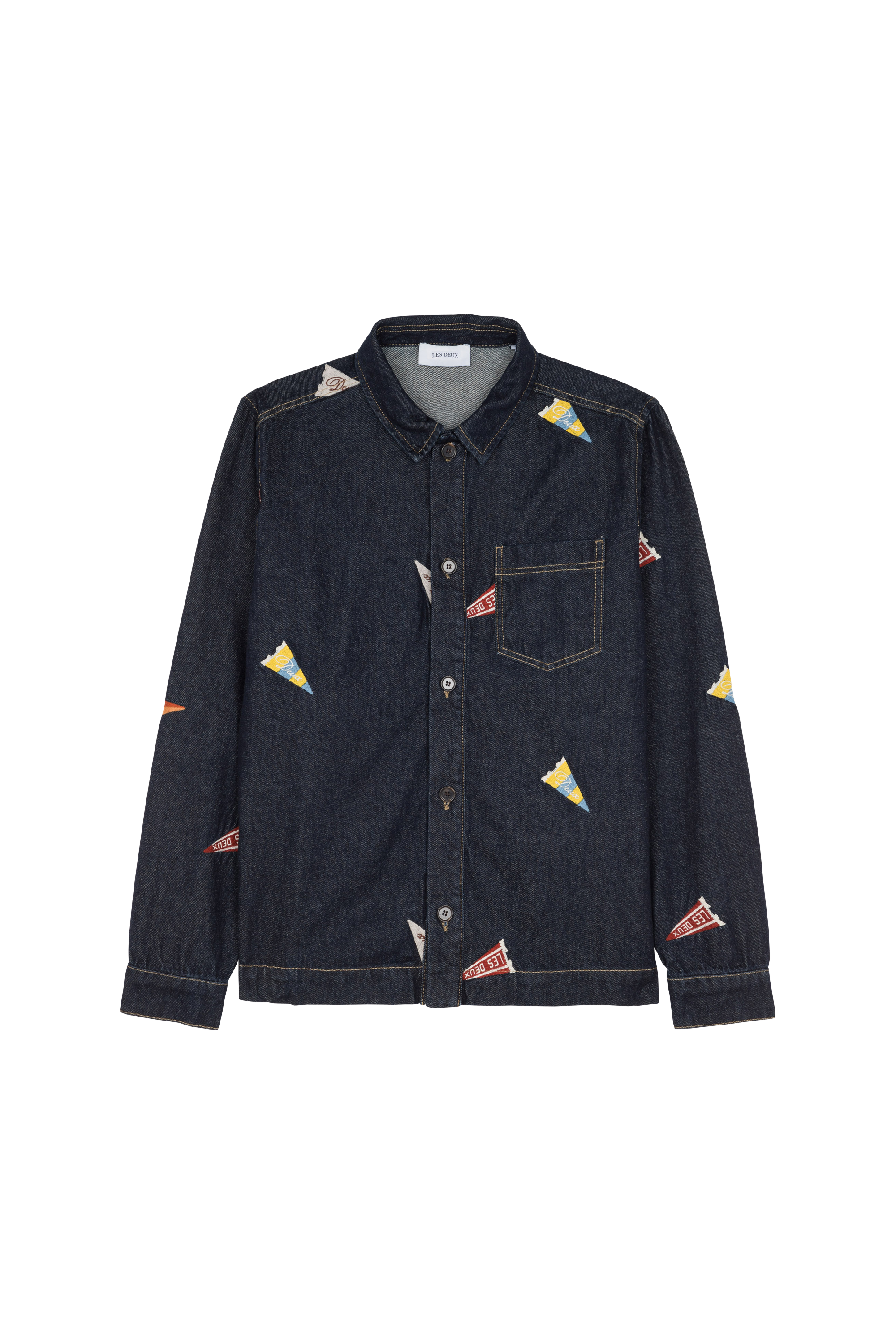 LES DEUX Veste en jean Layton Flag Hybrid Shirt Bleu