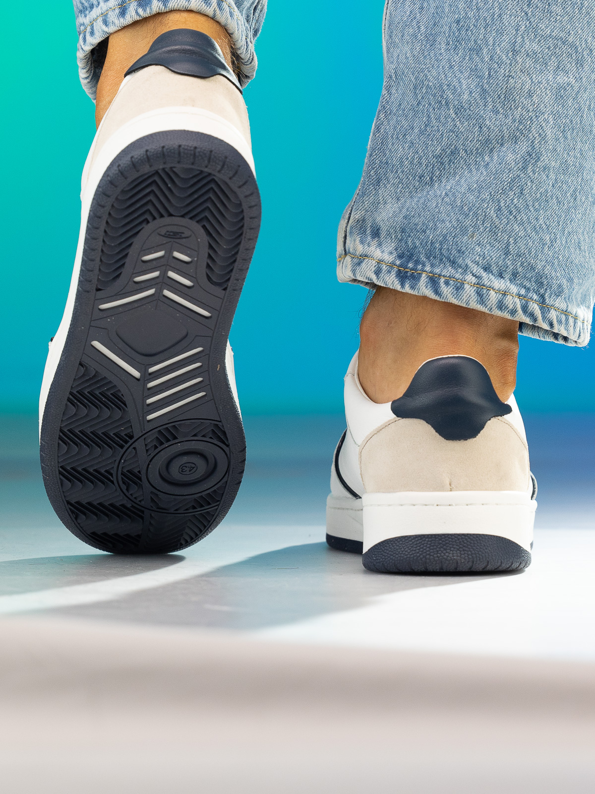 Gregers - Clay Leather White Blue - Trapes Sko