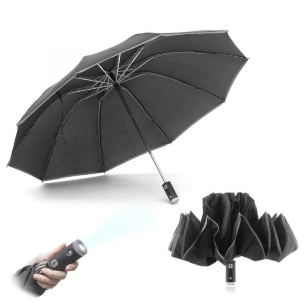 Innova Goods Chapéu de Chuva Dobrável de Fecho Invertido com LED Folbrella
