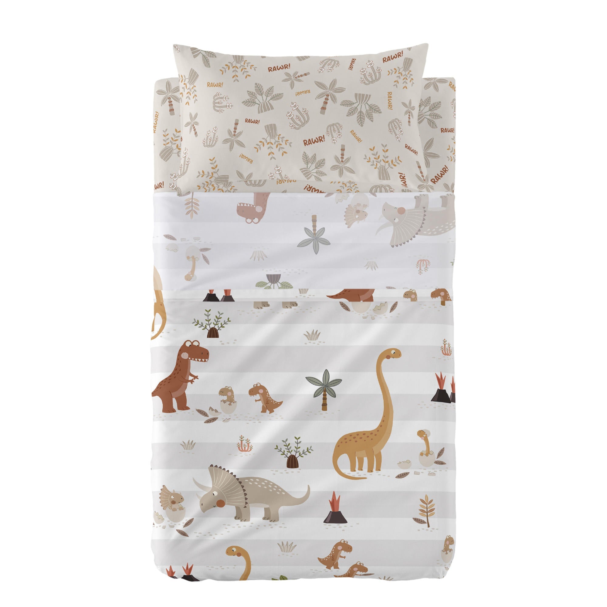 Dino family Laken Set 2-delig 120x180 cm (Maxiledikant) Moshi Moshi, Veelkleurig, 100% katoen, de kwaliteit van 150 TC