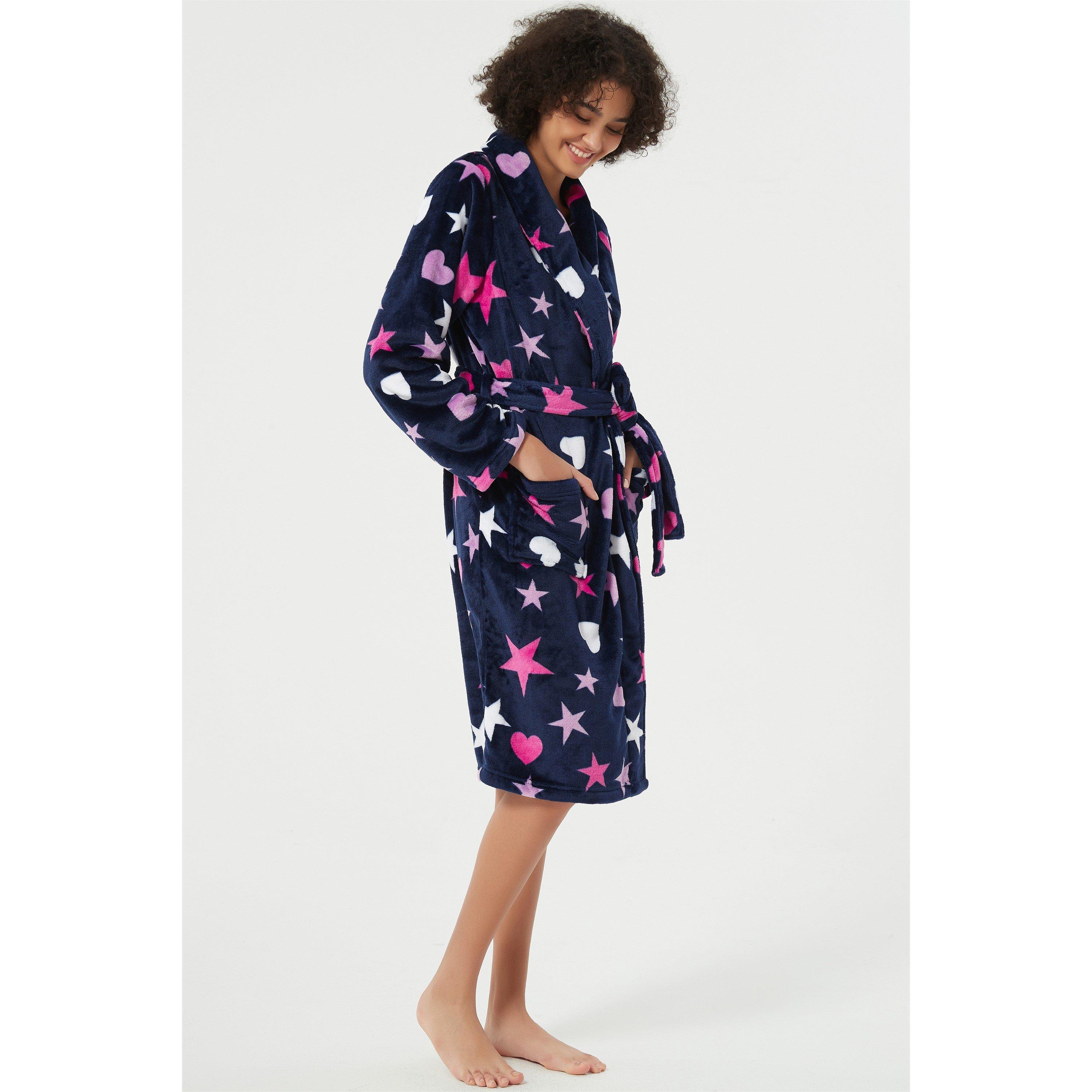 Linea Ladies Heart Star Fleece Dressing Gown