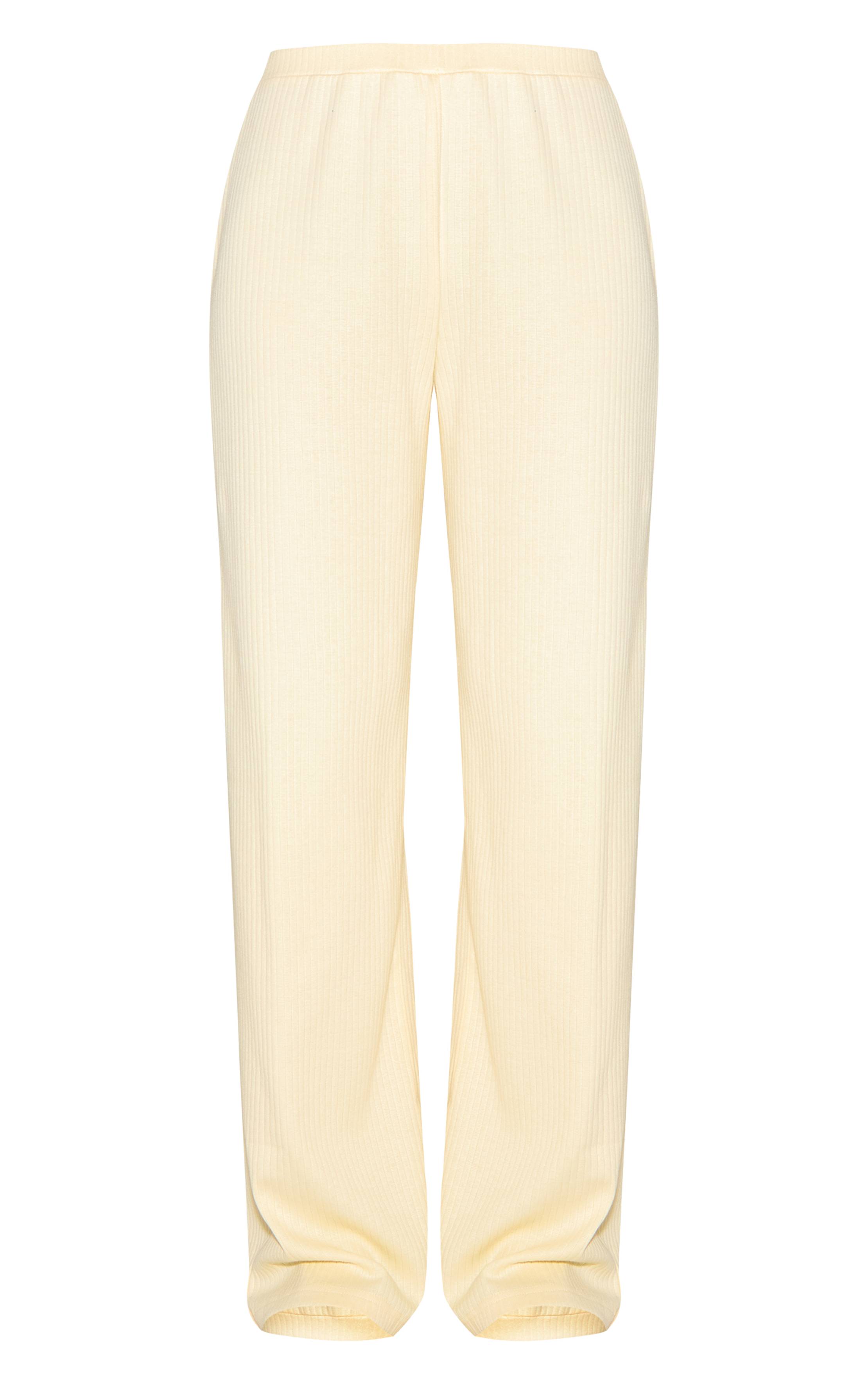 Amande Pantalon Large Côtelé Taille Mi-haute