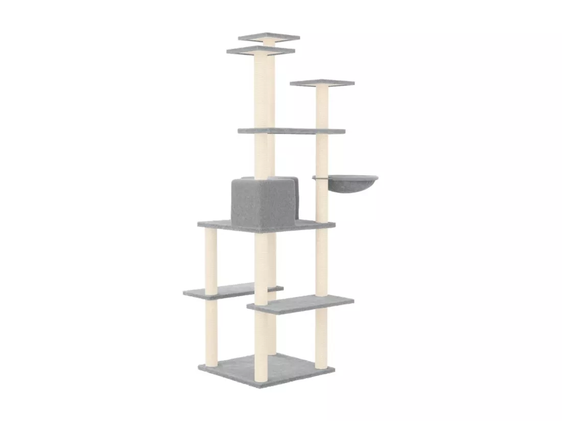 Arbre à chat avec griffoirs en sisal Gris clair 167 cm