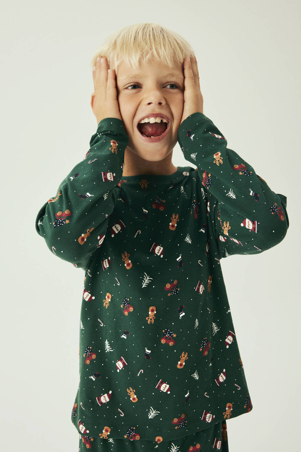 NAME IT kerstpyjama NKNVISMAS met all over print donkergroen
