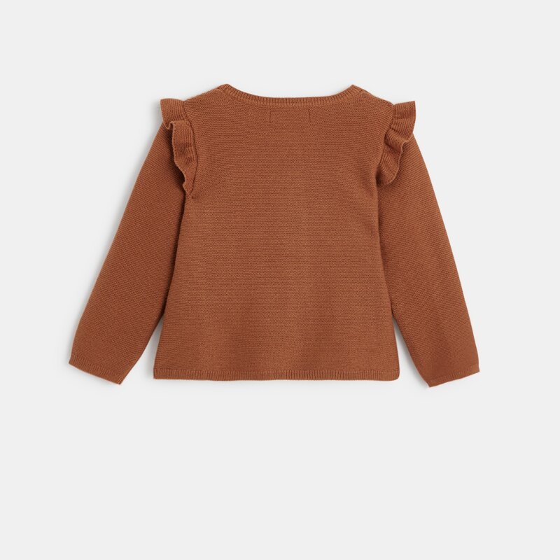 Gilet maille à volants 2 boutons marron bébé fille Marron