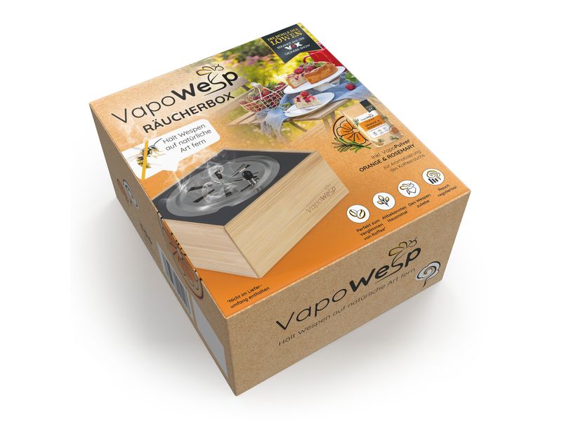 VapoWesp Räucherbox, Hellbraun Räuchergerät zum Schutz gegen Wespen