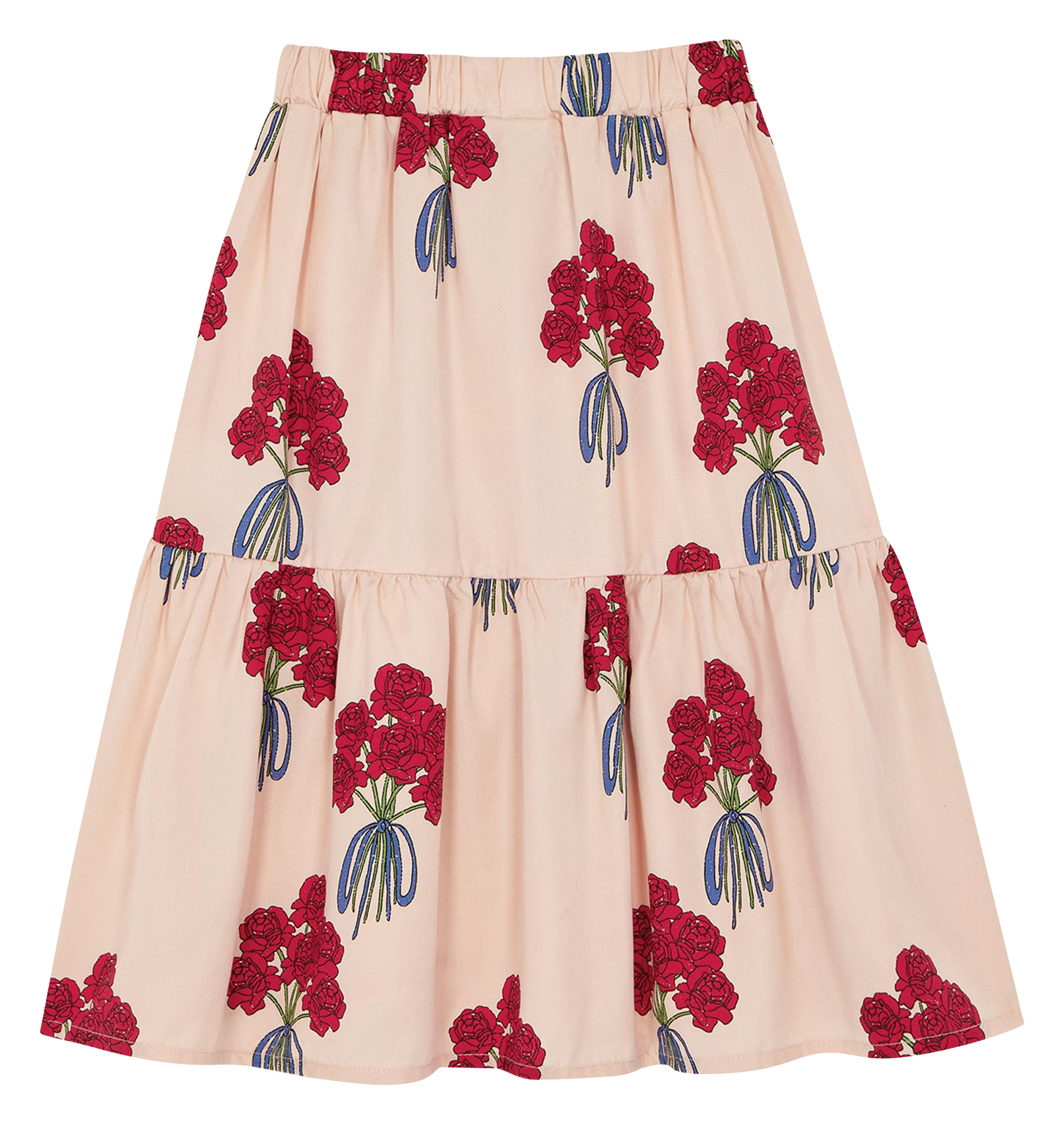 Jupe midi imprimée fleuri| Rose