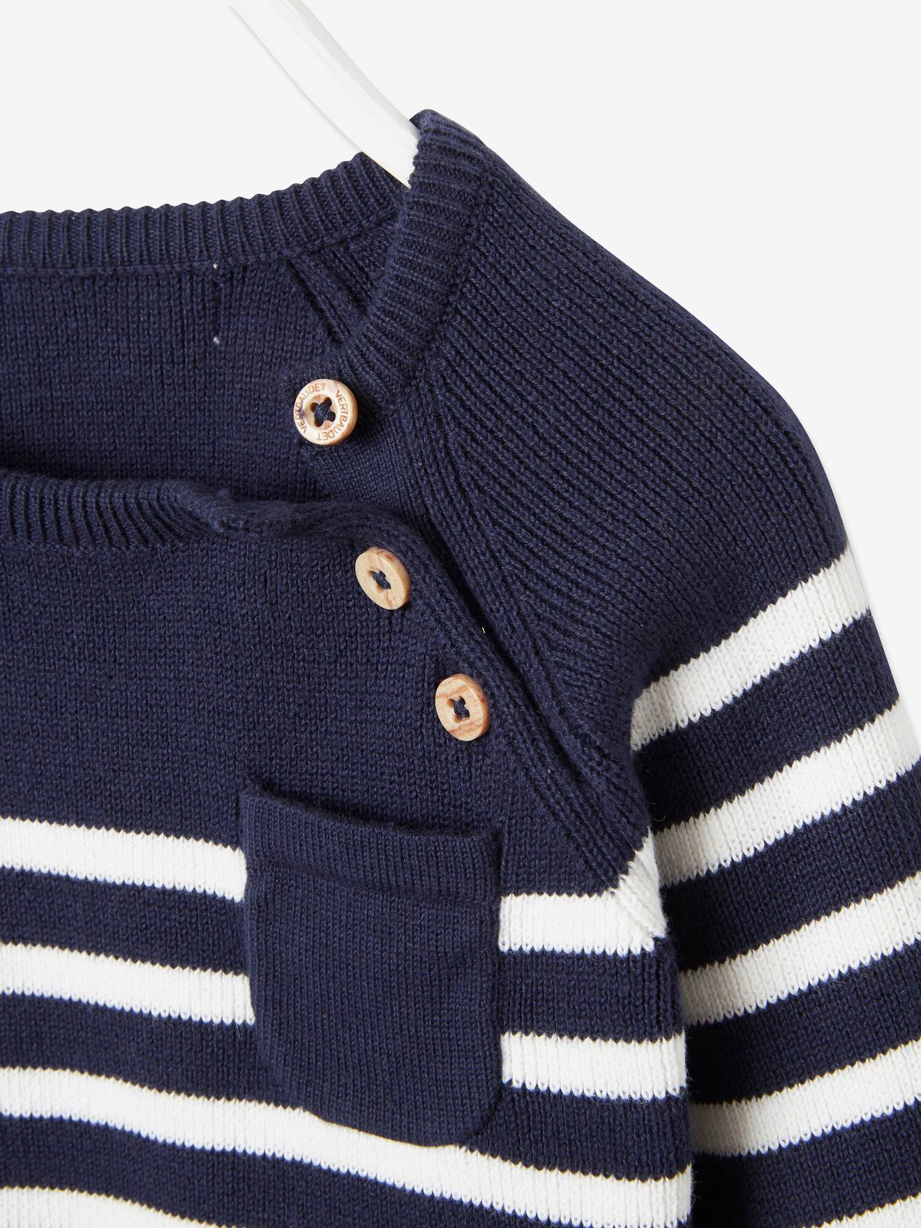 Suéter infantil listrado azul escuro estilo marinheiro