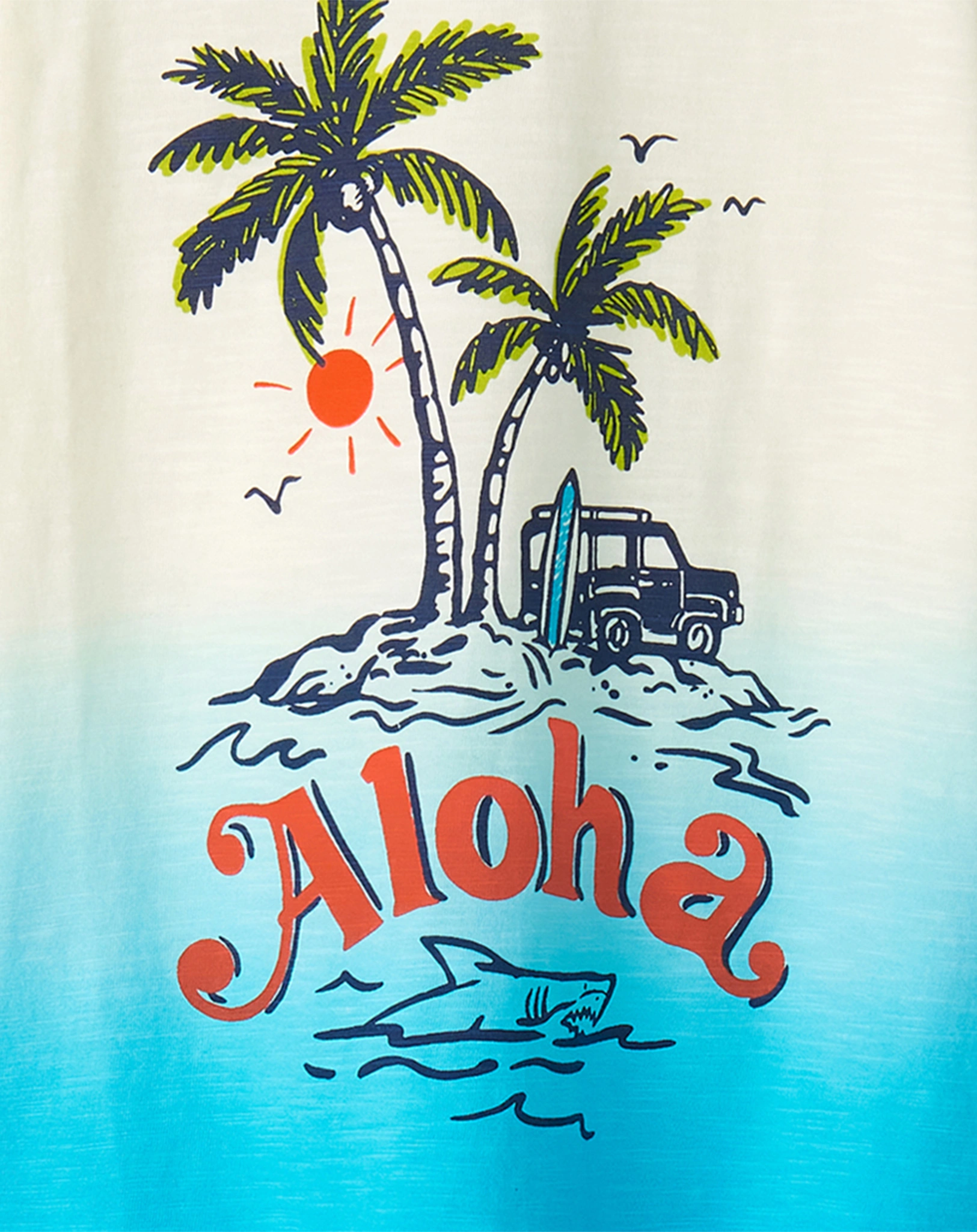 T-Shirt ALOHA in weiß/blau