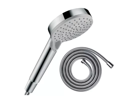 Pommeau de douche HANSGROHE Vernis Blend 100 EcoSmart Vario chromé + flexible de douche 1,25 m HANSGROHE Metaflex chromé