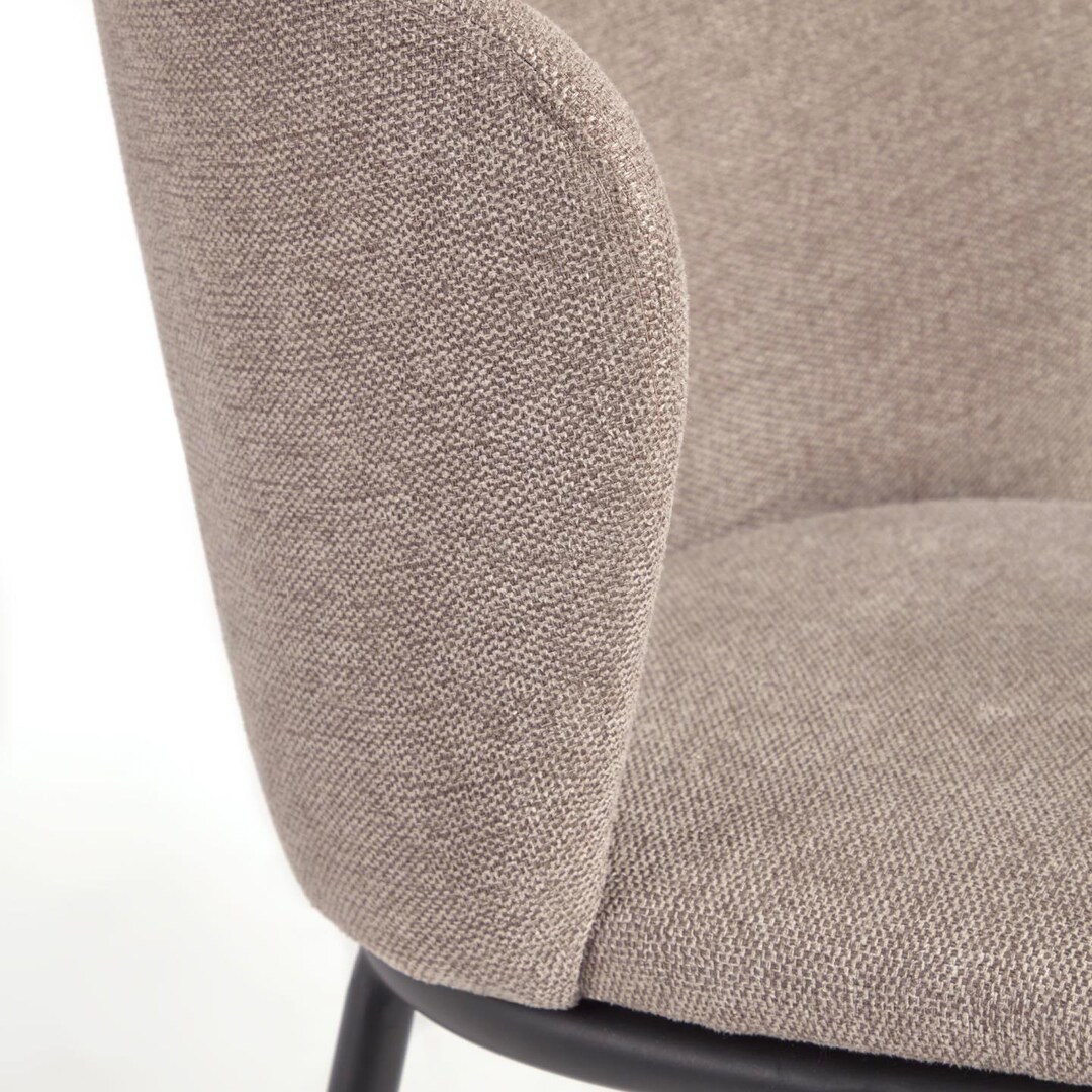 Kave Home Barhocker CISELIA Chenille hellbraun/schwarz