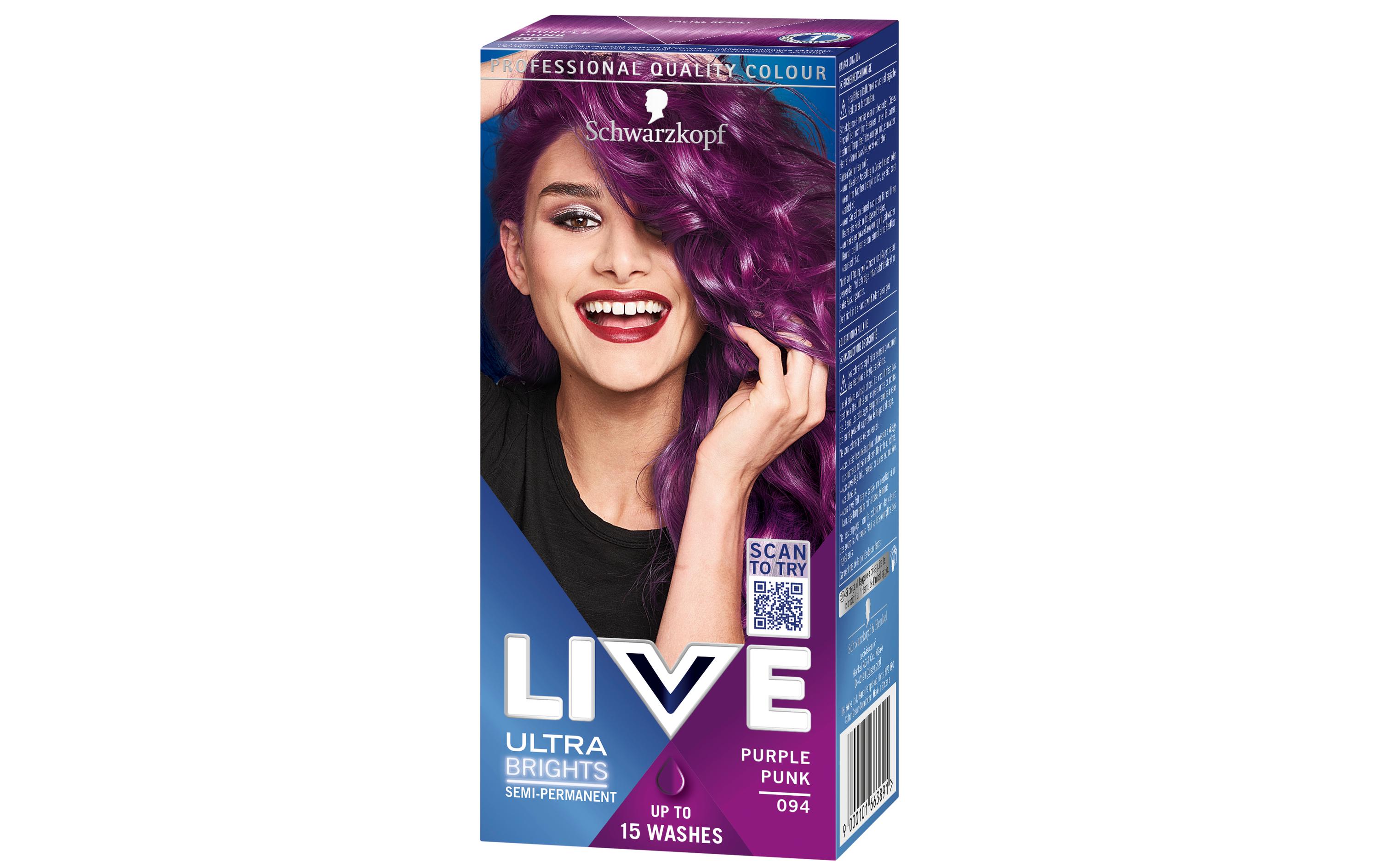Haarcoloration Ultra Brights 094 Purple PunkIntensive oder pastelle Haarfarbe je nach Wahl