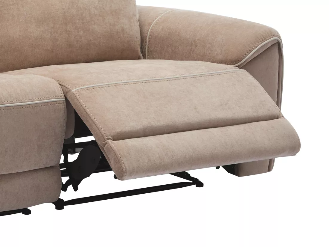 Canapé 3 places et fauteuil relax électrique en tissu taupe DJARALO