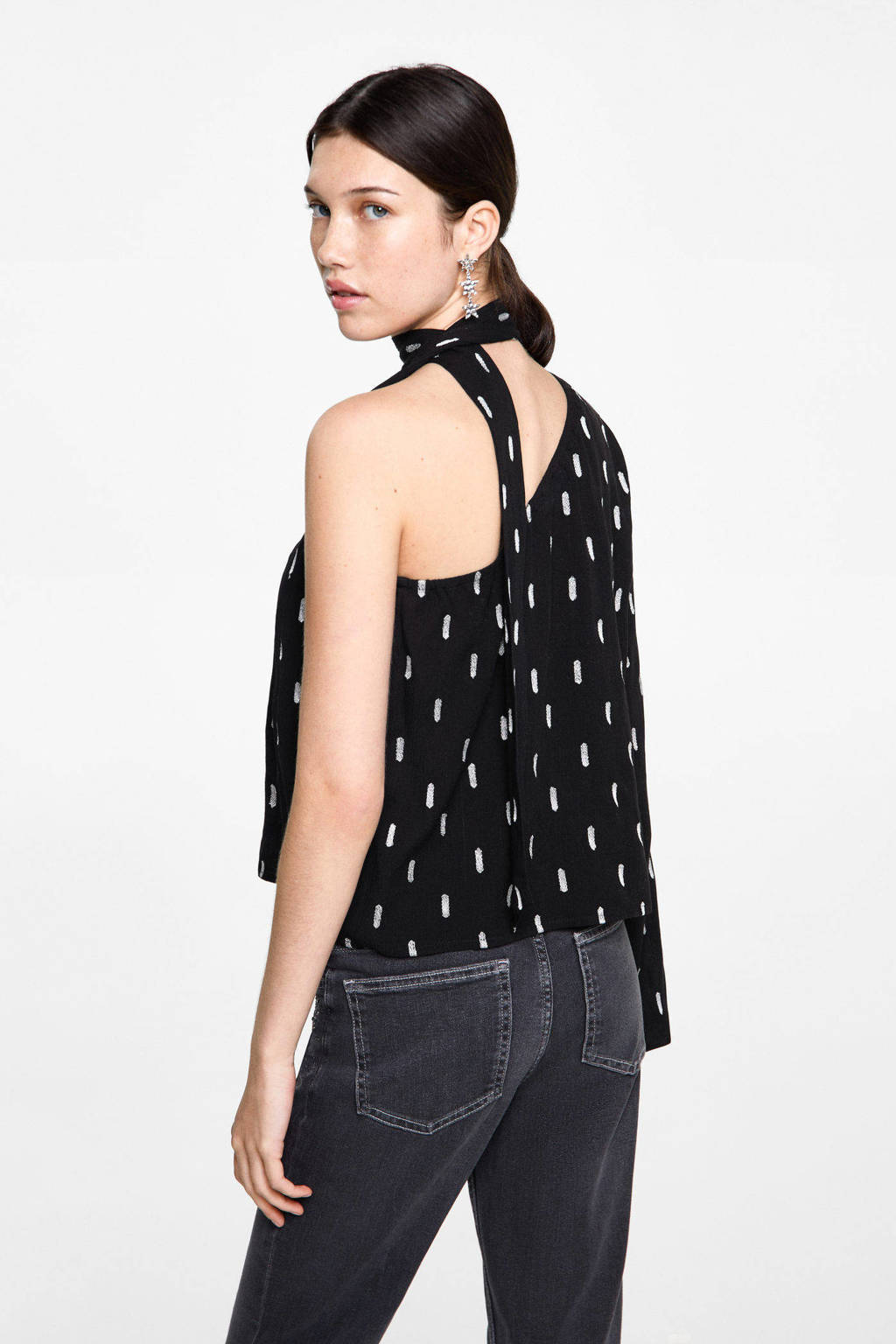 MANGO TEEN one shoulder top zwart