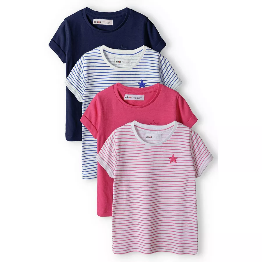 MINOTI 4er-Pack T-Shirts RosaWeißBlau