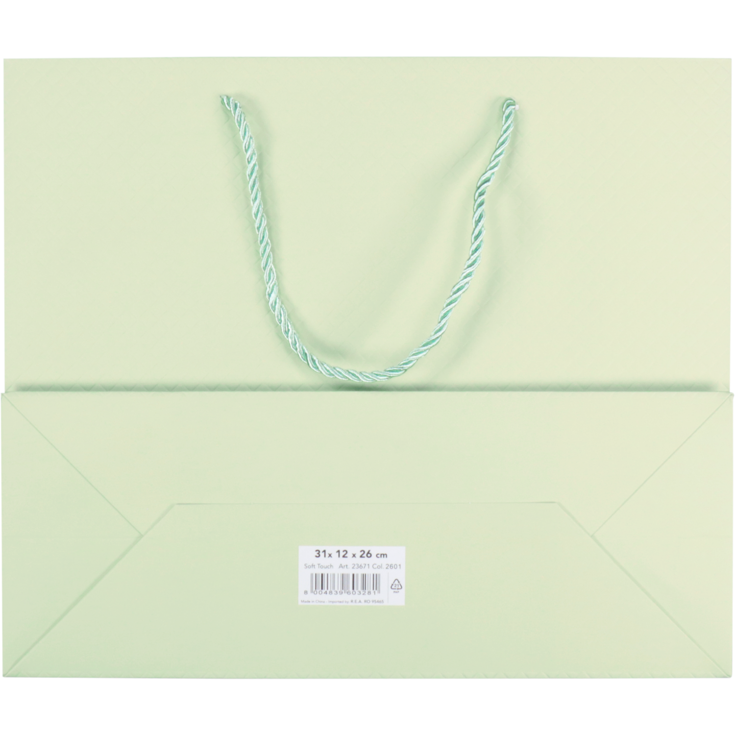Tas, Papier, embossed, 31x 12x26cm, draagtas, pastelgroen
