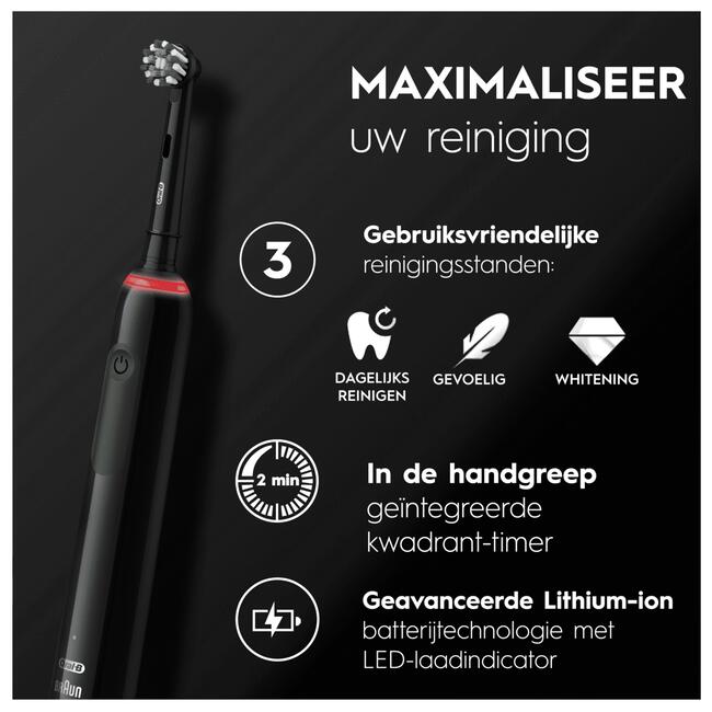 Oral-B Pro 3 3000 Elektrische Tandenborstel Zwart