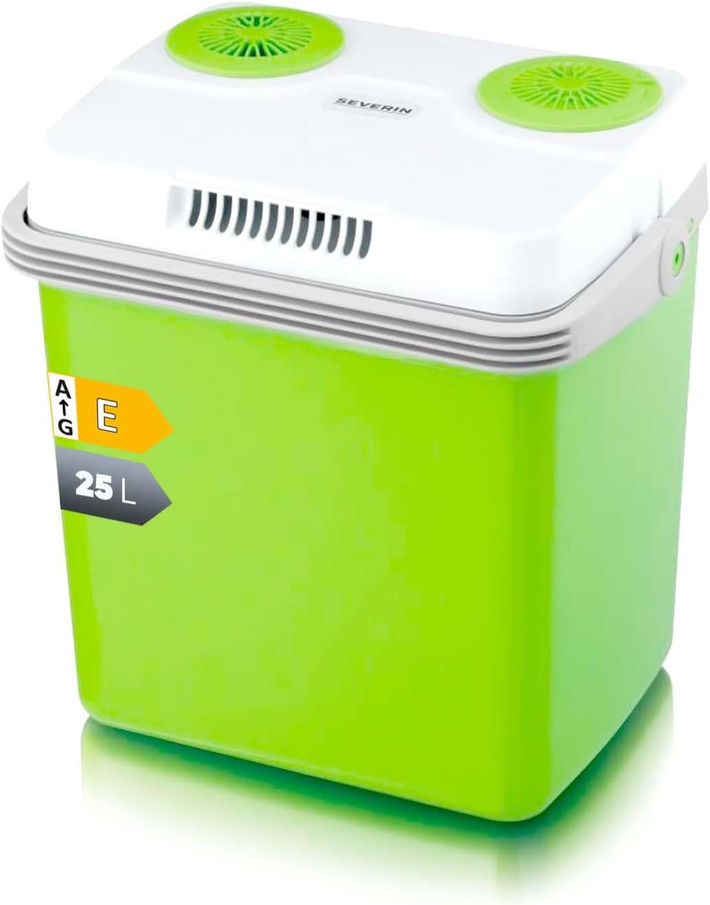 Severin Elektrische Kühlbox (25 L) mit Kühl- und Warmhaltefunktion, 3 Anschlüsse fürs Auto (USB, Netzteil & Zigarettenanzünder), grün/grau, KB 2923