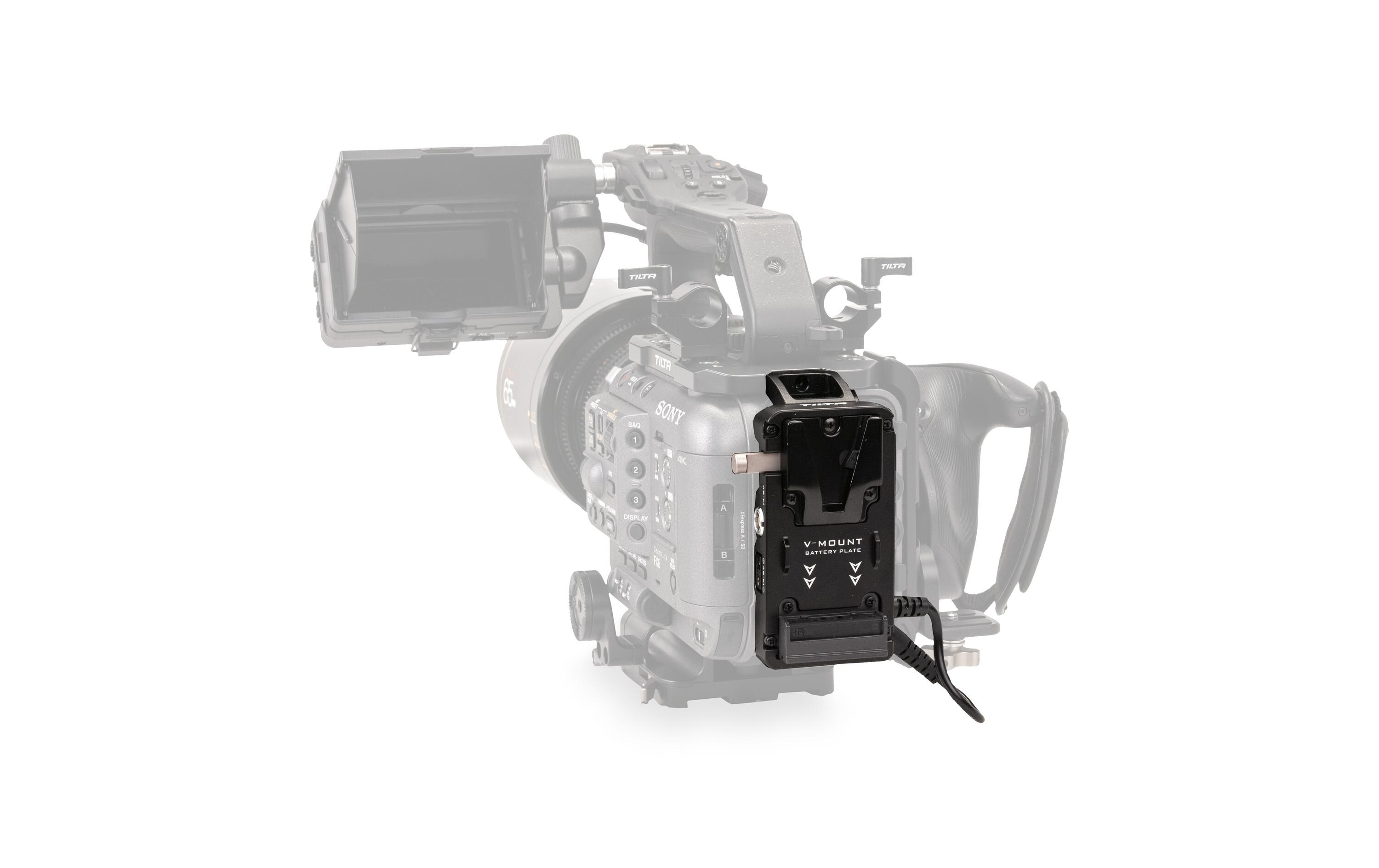 V-Mount Battery Plate für Sony FX6<br>Ermöglicht die Verwendung von V-Mount-Batterien mit höherer Kapazität zur Stromversorgung der Kamera