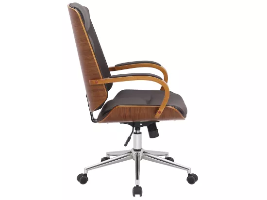 Chaise de bureau - Similicuir & Antique clair - Noyer / Marron - Yankton