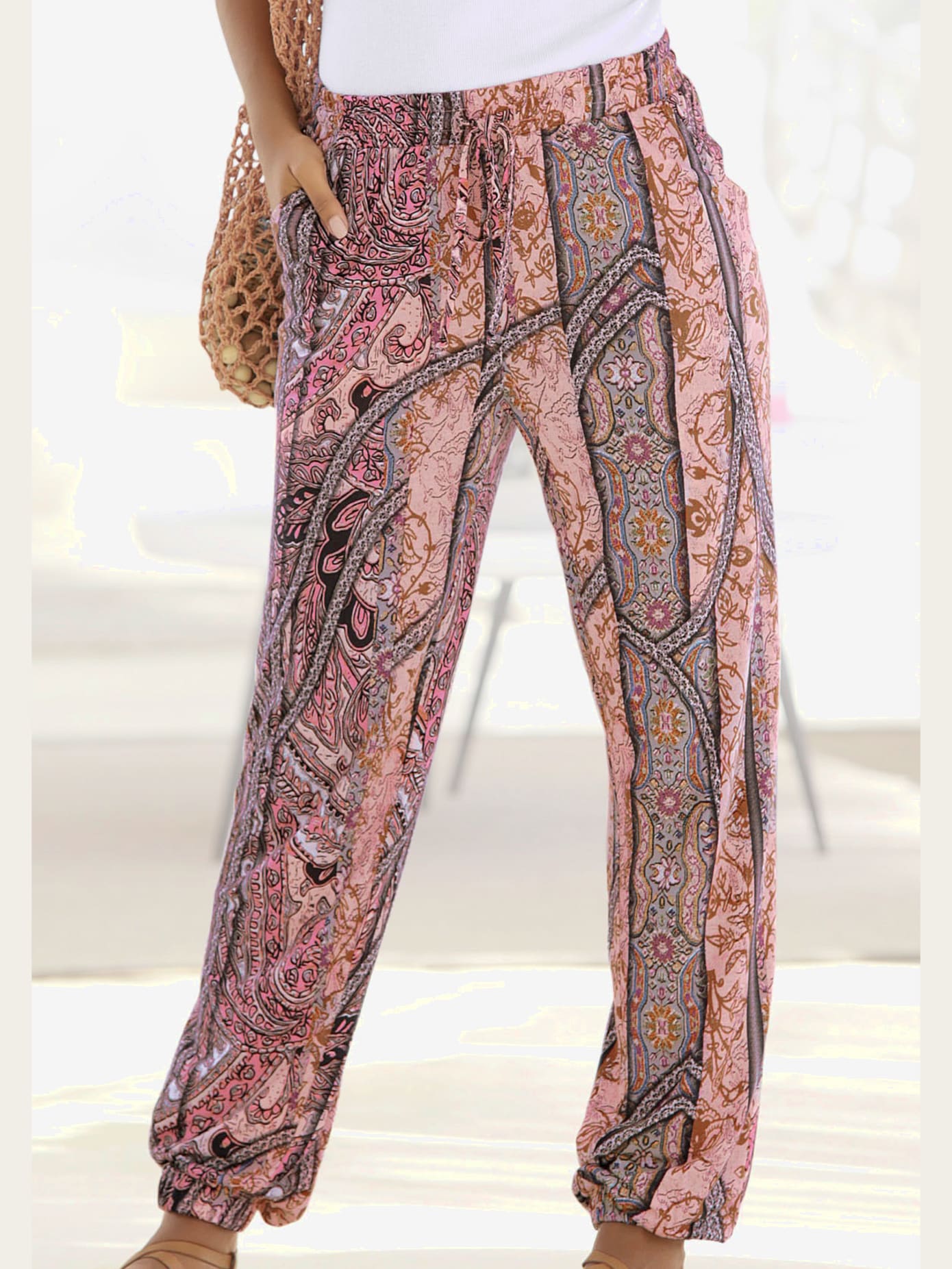Pantalon de plage robe d'été imprimée en matière légère